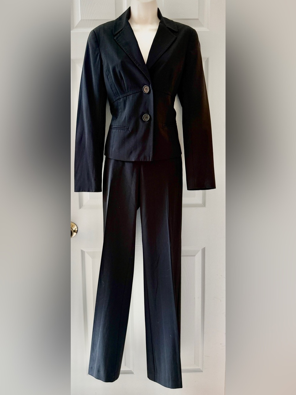 Trina Turk Vintage Y2K Black Pinstripe Wide-leg Pantsuit Sz 2/4 *EUC* 🇺🇸 USA